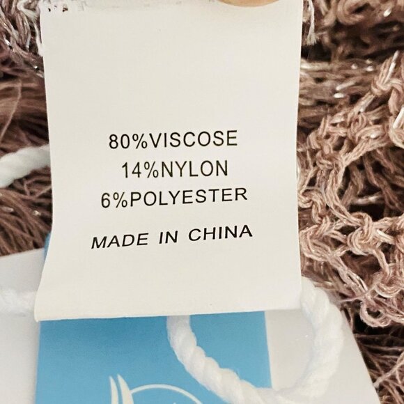 Cupshe Light Purple Crochet Shimmer Knit Fringe Open Front Kimono Swim Cover L - Picture 5 of 6